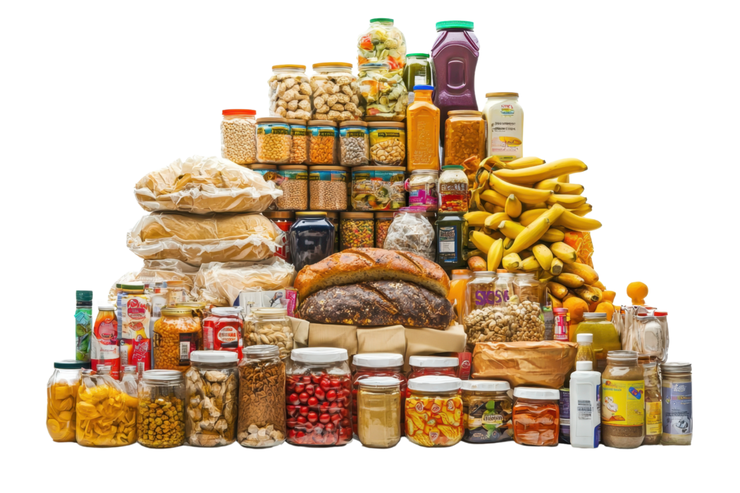 an-assortment-of-various-grocery-items-including-fruits-bread-cereals-and-jars-arranged-neatly-for-display-perfect-for-food-related-projects-png